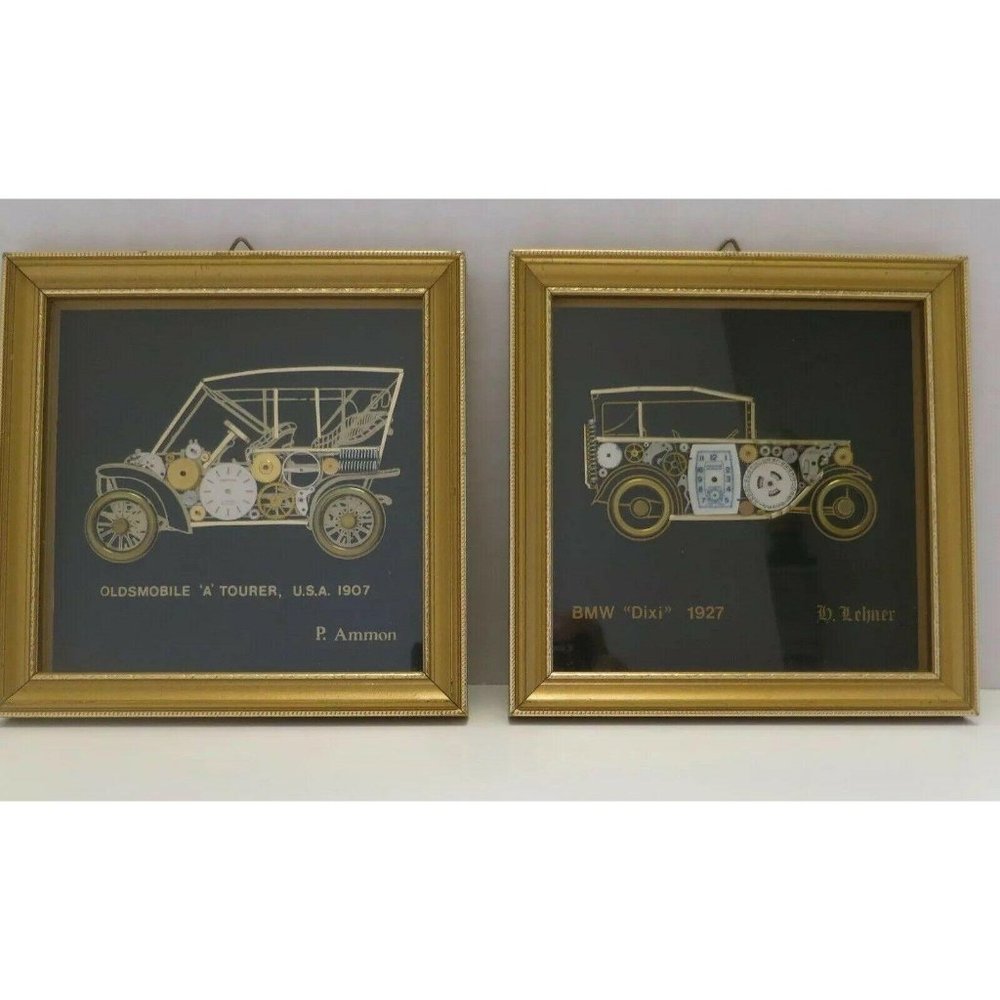 Vintage Lot of 2 Ammon of London / Lehner Watch Parts Pictures Cars 1980s